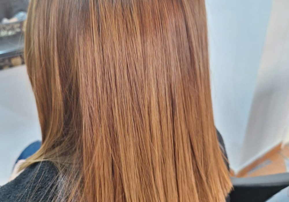 Color cobrizo liso con brillo - Galmán Salón de Belleza